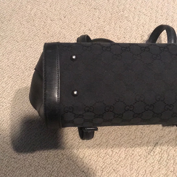 Gucci bamboo satchel in black gg print - Picture 5 of 8